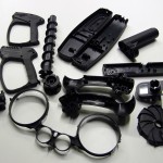 Samples of finished products from injection molds